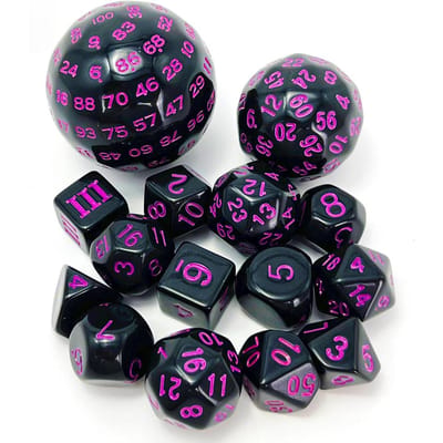 Polyhedrale Dobbelstenen Verzameling DND Dobbelstenen POP D3-D100 Acryl Dobbelstenen Verzamelingen 15 Stuks met Stoffen Draagtas voor Cadeau DND Spel RPG Bordspel Accessoires