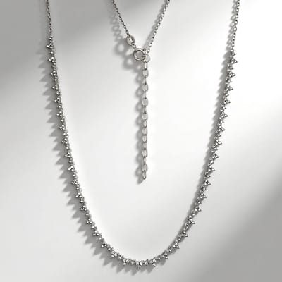 Cavill - 925 Sterling Zilveren Halsketting met 15 Nigeriaanse Zirkoon 0,206 ct - Verstelbaar 43-48 cm - Elegant Filigraan Design - Dames Sieraad