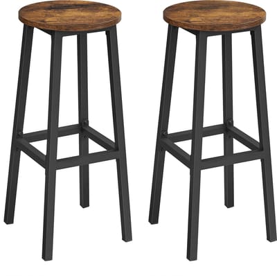 ACAZA Barkruk - Per 2 - Barkrukken Set van 2 - Hoogte 74,5 cm - Vintage Bruin - Barstoel - Ronde Barkrukken