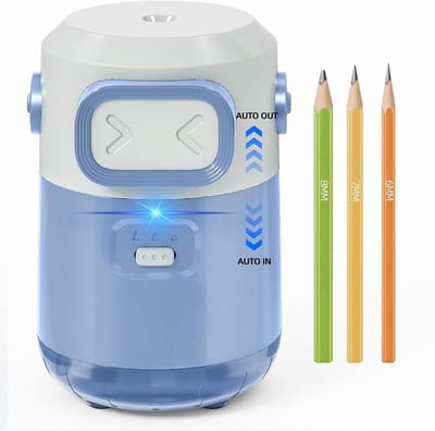 KZQ Automatische puntenslijper voor 6-8 mm potloden - Geschikt voor kleurpotloden en nr.2 potloden - Schattig ontwerp voor kinderen - Ideaal voor school en thuis - Blauw