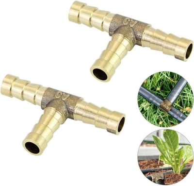 2-delige 8mm T-stuk voor slangen - Koper connector voor brandstof, lucht, water en olie