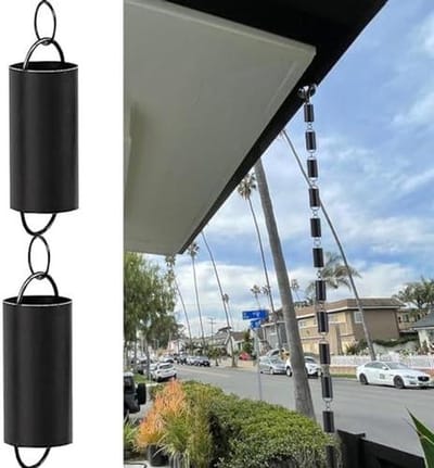 Aluminium regenketting - Decoratieve regenpijp - Terras afwatering - Elegante waterstroom - 6 bekers per meter - Zwart