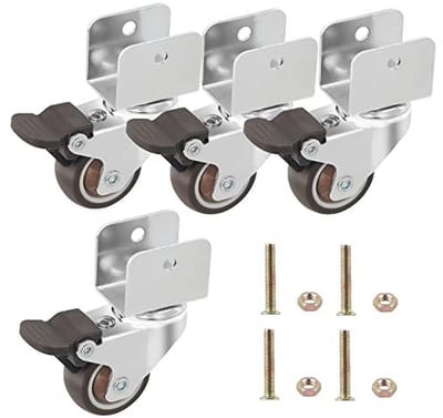 U-vormige meubelwielen met rem - Set van 4 zwenkwielen voor meubels (38 mm)