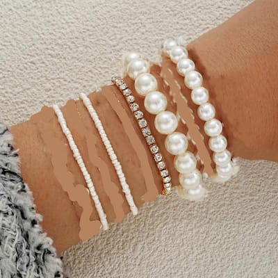 Lot de 8 bracelets vintage avec pendentif en forme de marguerite pour femme, style bohème, perles, émail, étoile, cœur, perles, bijoux tendance, cadeaux brown