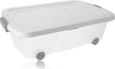 Opbergbox met Deksel Transparant 60x38.5x18 cm – Druksluiting – Verrijdbaar met Wieltjes – Ideaal voor Opslag in Huis en Kantoor - 24liter