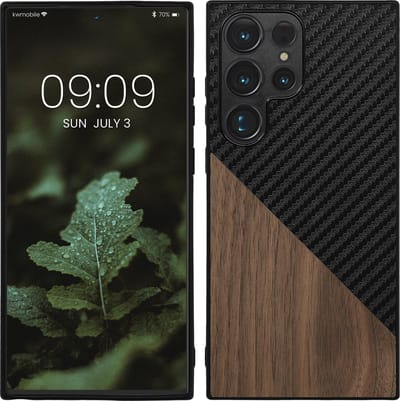 kwmobile hoesje geschikt voor Samsung Galaxy S23 Ultra - Backcover in donkerbruin / zwart -Smartphonehoesje - design