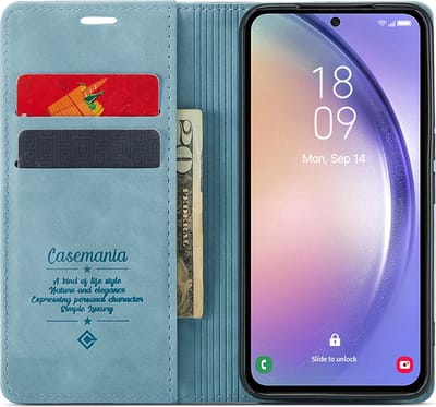 CaseMania Bookcase hoesje geschikt voor Google Pixel 9 Pro XL - Effen Aqua - Kunstleer