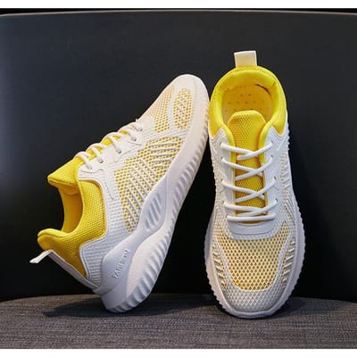 Printemps Nouvelles Chaussures de Sport pour Femmes Été Respirantes Chaussures Plates de Course Tendance Mode Baskets de Tennis Chaussures Décontractées Noix de Coco 40 white