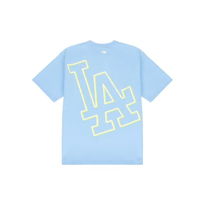 MLB Los Angeles Dodgers Kleurblok Grote Logo Print Dopamine Casual Los Kortemouw T-shirt Unisex T-shirts Lichtblauw 3ATS33023-07BLL S white