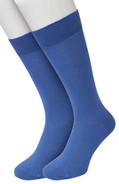 Bonnie Doon Basic Sokken Heren Delfts Blauw maat 40/46 - 2 paar - Basis Katoenen Sok - Gladde Naden - Brede Boord - Uitstekend Draagcomfort - Perfecte Pasvorm - 2-pack - Multipack - Effen - Delftsblauw - Blauw - Delfts Blue - OL6324012.211