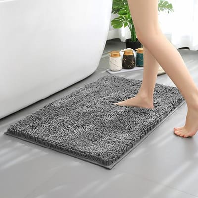 Chenille absorberende badkamermat badkuip antisliptapijt verdikt geheugen absorberende spons badmat pluche vloer zacht huistapijt 40x60cm donkergrijze kleur