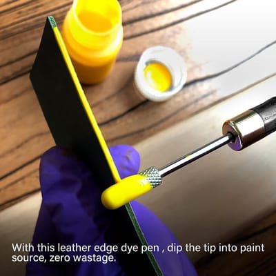 Dailygoods- Dye Roller - Sandelhout Handvat - Roestvrij Staal - Olie Pen - Lederen DIY Ambacht - Verf Bron - Ergonomisch Ontwerp - Randkleurstofpen
