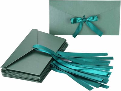 Allecto Plus - 10 Stuks Parelmoer Papier Enveloppen voor Verjaardagskaarten en Bruiloft Uitnodigingen met Lint - Handgemaakt en Feestelijk