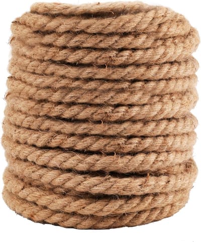 30 meter - 12 mm Dik Jute Hennep Touw - Natuurlijke String Twine - dikke hennepkoord - Craft Touw voor tuin huisdecoratie - bruin