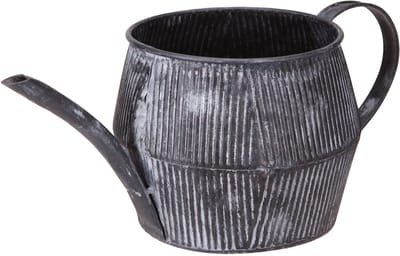 Vintage decoratieve metalen kan, zwart met groeven, 12,5 cm, retrostij