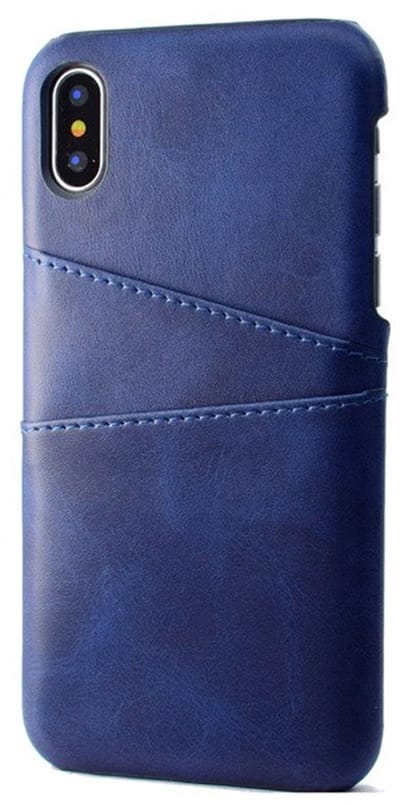 geschikt voor iPhone X/XS Pashouder Hoesje Leer - Telefoonhoesje van kunstleer met vakjes voor pasjes geschikt voor iPhone X/XS - Mobiq Leather Snap On Wallet hoesje geschikt voor iPhone X/XS blauw