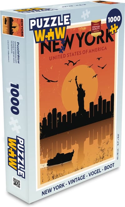 Puzzel New York - Vintage - Vogel - Boot - Legpuzzel - Puzzel 1000 stukjes volwassenen