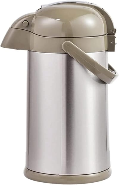 Thermoskan Pomp - Isolatie Decanteerkan - Dranken Warm Houden - Lekvrije Tuit - 3 Liter - Bruin