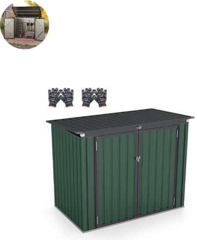 Kliko ombouw - UV-bestendig - Container - Berging - 2 Afvalbakken - Metaal- Weerbestendig - Groen