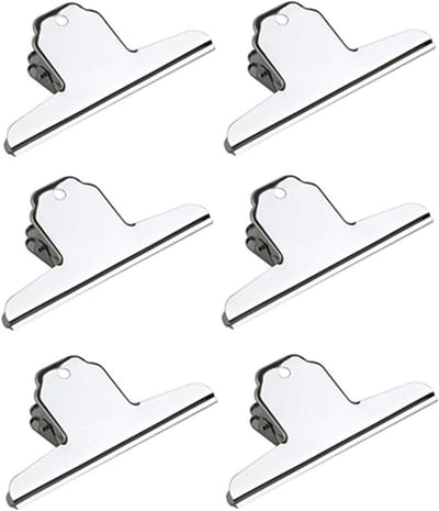 Grote Roestvrijstalen Bulldog Clips voor Papier en Voedsel - 6 Stuks