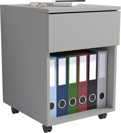 Verrijdbaar Ladenblok - Kantoor Unit - Werkplek Organisatie - Greeploze Push-to-Open - 55x39x45 cm - Grijs