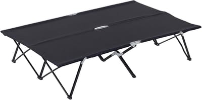 Outsunny Tweepersoons campingbed, campingbed, opvouwbaar, zonnebank, buitenterras, slaapbed, superlicht met draagtas (zwart)