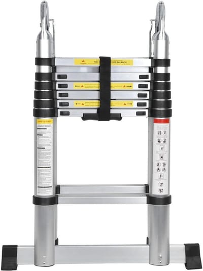 CRLYN® Telescoopladder Aluminium - Vouwladder - 2.2M - Zilver