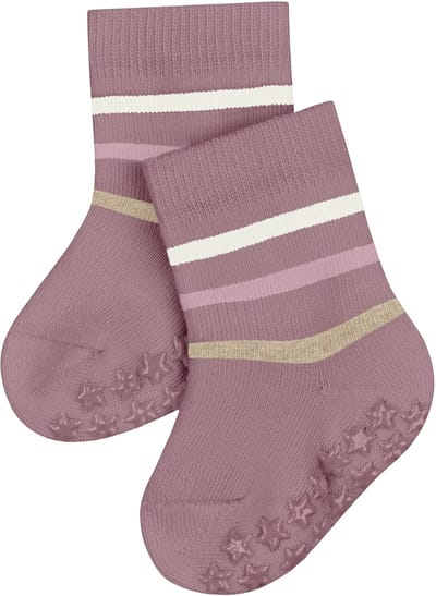 FALKE Multi Stripe Noppen op de zool katoen huissokken baby rood - maat 62-68