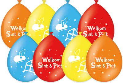 BTH - Latex Ballonnen - Welkom Sint & Piet - Rood-Oranje-Geel-Blauw - Ballonnen - Sinterklaas - Sinterklaas Decoratie