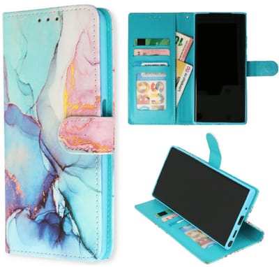 Casemania - Bookcase geschikt voor - Samsung Galaxy S25 Ultra - Marmer Blauw