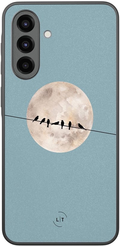 Leuke Telefoonhoesjes - Hoesje geschikt voor Samsung Galaxy A36 - Moon birds - Backcover zwart - Print / Illustratie - Blauw