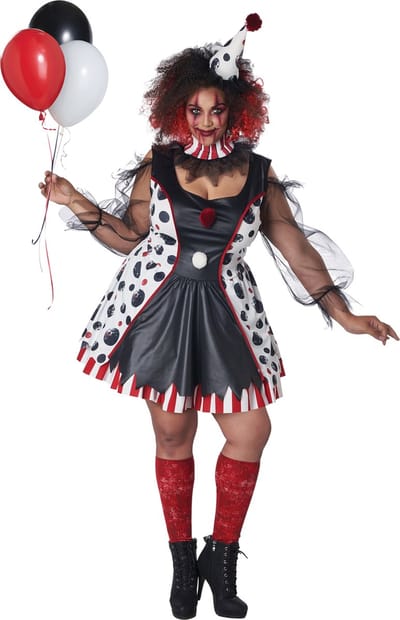 Vegaoo - Grote maat psycho clown jurk kostuum voor dames