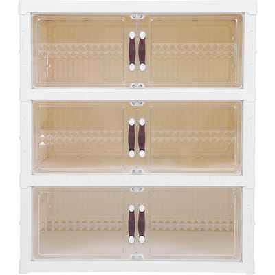 Bac de rangement à chaussures pliable, boîte de rangement à chaussures multicouches épaisse et pliable avec porte magnétique pour