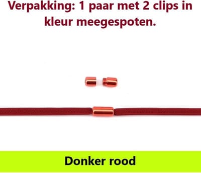 Schoenveters - donker rood - Veters plat 0.6 cm - veters - elastische veters - sneakers - schoenen  - sportschoenen - accessoires - 100 cm - veterschoenen dames - veterschoenen heren - elastische veters kinderen - lock laces