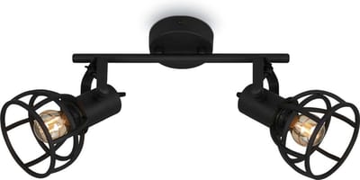 BRILONER - Plafondlamp Retro Verstelbare Rasterkap 2xE14 25W Staal Zwart