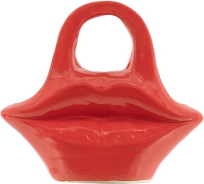HomeBound by KY | Aardewerk vaas lips rood | bloemenvaas | 21x8x18,5cm