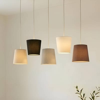 Lucande - Hanglamp - 5lichts - ijzer, textiel, aluminium - H: 21 cm - E27 - karamel, zwart, grijs, wit, bruin