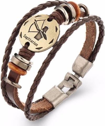 Montebello Armband Boogschutter - Leer - Metaal - Horoscoop - 20cm