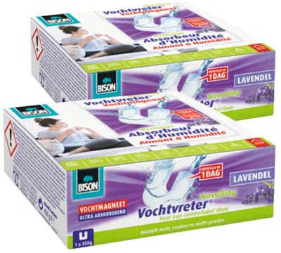 Bison - Vochtvreter Vochtmagneet Lavendel - 2 x 450 gr - Voordeelverpakking