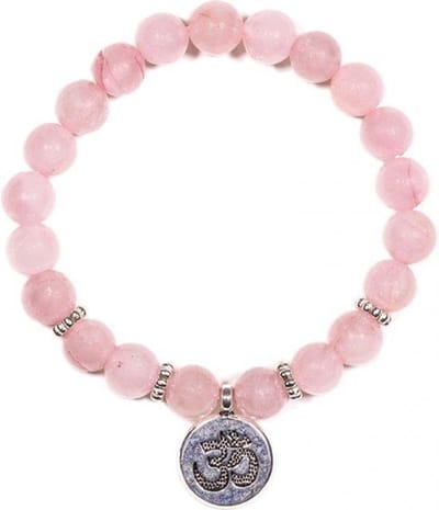 Yogi & Yogini naturals Mala/armband rozenkwarts elastisch met ohm (8mm)