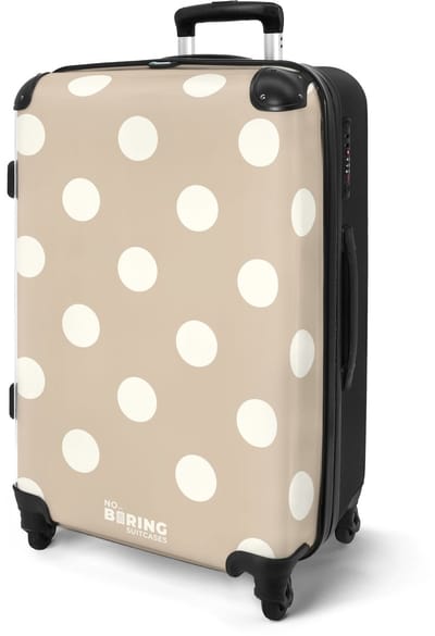 NoBoringSuitcases.com® - Koffer groot - Rolkoffer lichtgewicht - Beige stippen patroon - Reiskoffer met 4 wielen - Reis trolley - Grote valies XL - Bagagekoffer op wieltjes - 20 kg bagage - Ruimbagage middelgroot
