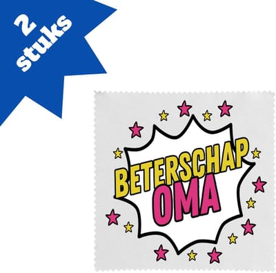 Akyol - beterschap oma brillendoekjes - Beterschap - een oma die ziek is of iets gebroken heeft - cadeau voor zieke oma - ziek - koorts - snel beter worden - cadeau - beterschap cadeau - kado - gift - geschenk - 17,8 bij 17,8 cm - 2 stuks