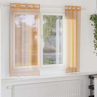 vidaXL - Gordijnen - Voile - met - doorvoertules - 2 - st - 140x175 - cm - oranje