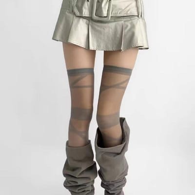 Lolita Dames Kousen Ultra-Dunne Transparante Kristal Zijde Sokken Dijhoge Kousen Meisjes Dijhoge Sokken Kousen One Size gray
