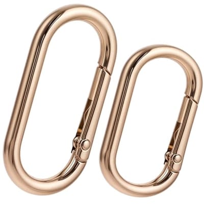 2 Stuks Gouden Karabijnhaken 40 mm - Roestvrij Staal - Ovale Sleutelringen voor Sleutelhangers en Doe-Het-Zelf Handwerk