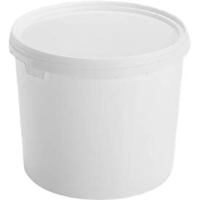 Emmer, met deksel & handvaten, 30 l, Ø 380 x H 390 mm, ISO-norm, voedselveilig, temperatuurbestendig, stapelbaar & nestbaar, recycleerbaar PP, wit, 5 st.