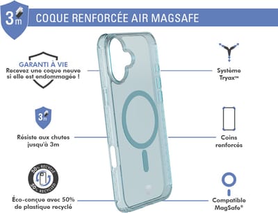 Force Case, Hoesje geschikt voor iPhone 16 - MagSafe AIR Versterkt Tryax System 3m, Groen
