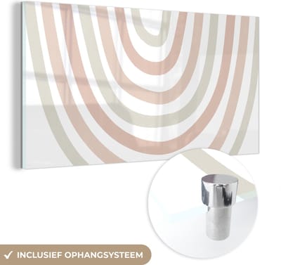 MuchoWow® Glasschilderij 40x20 cm - Schilderij acrylglas - Regenboog - Design - Pastel - Foto op glas - Schilderijen