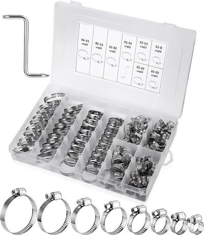 Set van 73 Verstelbare Slangklemmen van RVS, 6-38mm, Assortiment voor Waterleidingen, Auto- en Huishoudelijke Toepassingen