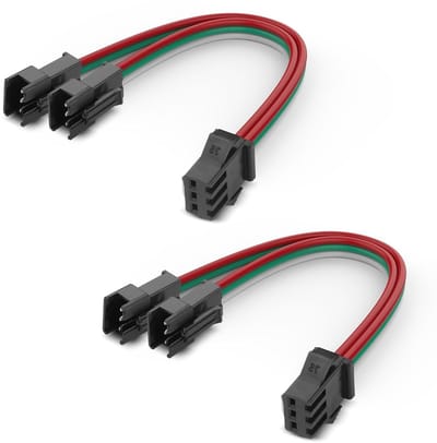 2 stuks 0,3 m 3-polige JST-SM-LED Y-kabel, 5 V 22 AWG stekker-female verlenging, flexibele pvc-koperen kabel voor ledstrips en controllers